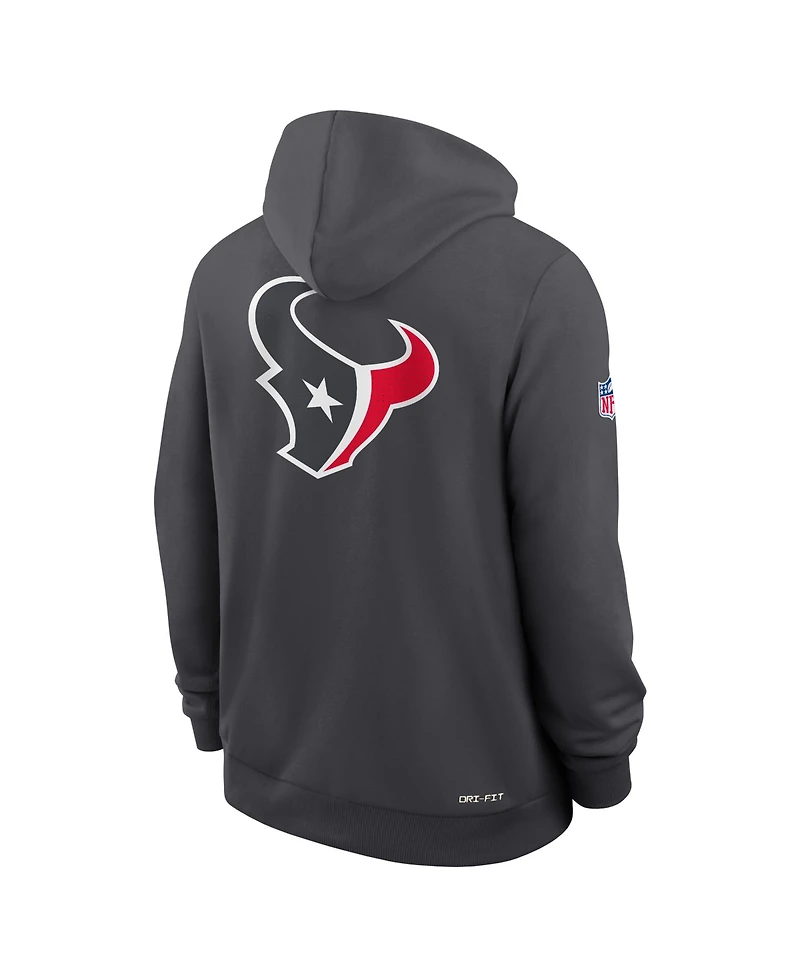 Nike Men's Anthracite Houston Texans Sideline Standard Issue Utility Player Dri-fit Full-Zip Hoodie