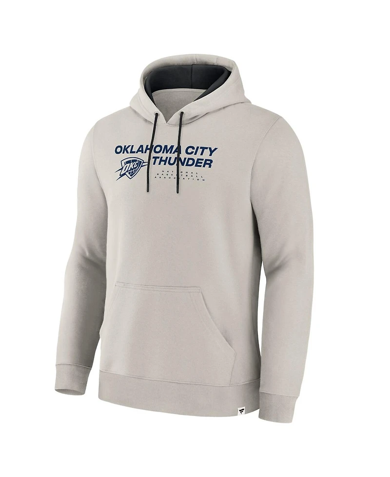 Fanatics Men's Cream Oklahoma City Thunder Crossover Collection Blocked Shot Premium Pullover Hoodie