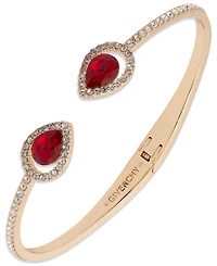Givenchy Rhodium Glass Stone Silver-Tone Pear Cuff Bracelet