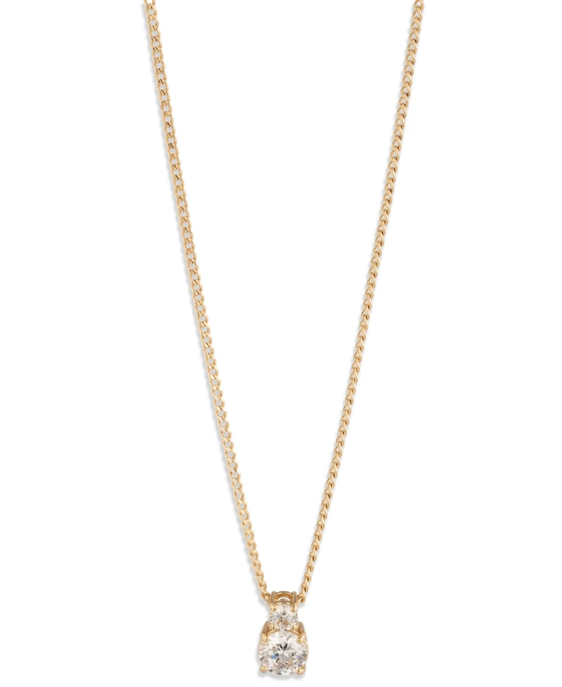 Givenchy Cubic Zirconia Gold-Tone Double Stone Pendant Necklace