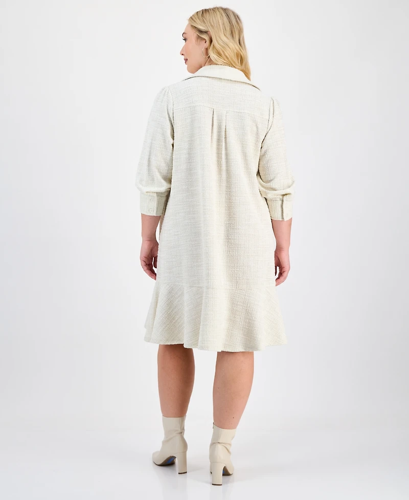 Robbie Bee Plus Textured Button-Front Dress