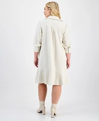 Robbie Bee Plus Textured Button-Front Dress