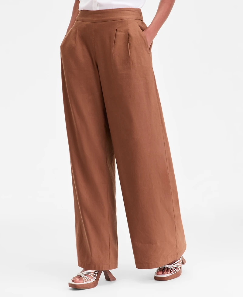 I.n.c. International Concepts Women's High-Rise Pleated Pull-On Wide-Leg Pants, Macy's Exclusive