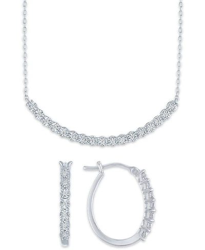 Macy's 2-Pc. Diamond Necklace and Earrings Set (1/6 ct. t.w.) in Sterling Silver
