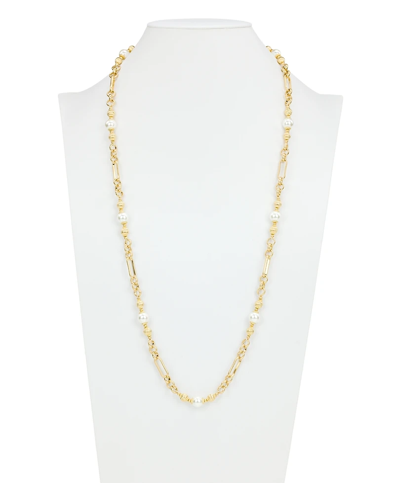 Patricia Nash Glass Cultivated Pearl Worn Gold-Tone Station Necklace