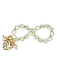 Patricia Nash Imitation Pearl Worn Gold-Tone Stretch Charm Bracelet