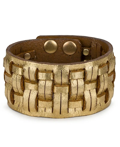 Patricia Nash Antique-Like Gold-Tone Woven Snap Cuff Bracelet