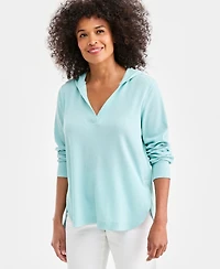 Style & Co Petite Relaxed-Fit Henley Hoodie, Macy's Exclusive