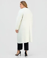Anne Klein Plus Size Front Pocket Long Cardigan Soutache Embroidered Sweater