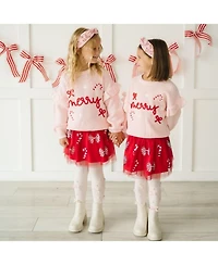 Sweet Wink Baby Girls Candy Cane Coquette Sequin Christmas Tutu Skirt
