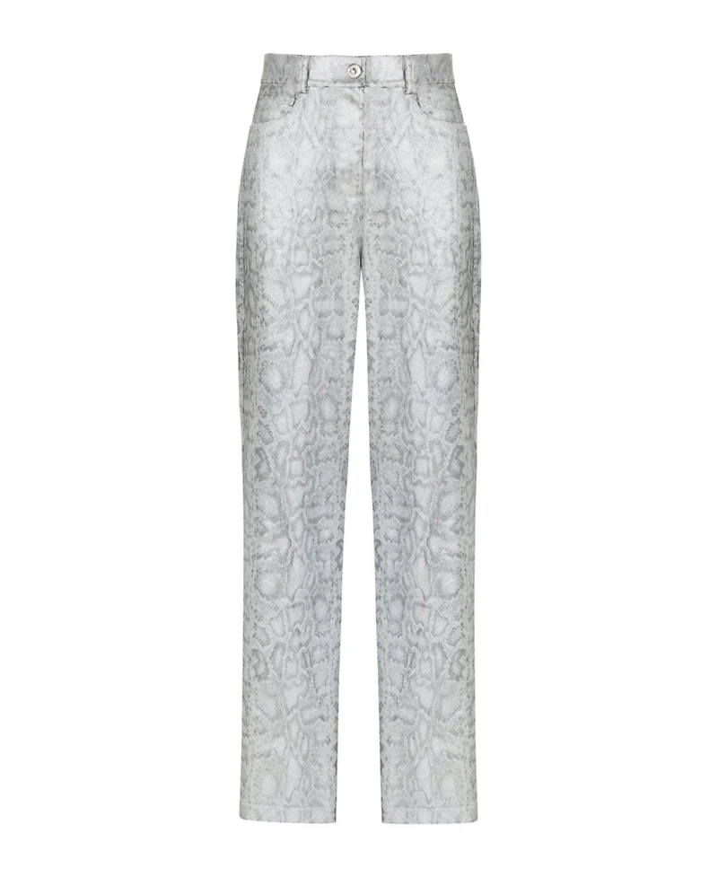 Nocturne Women's Silver Snake Print Pants