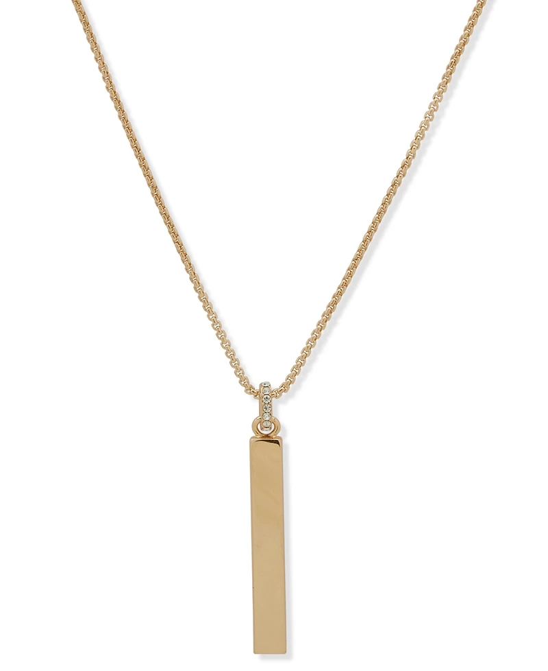 Dkny Gold-Tone Polished Long Bar Pendant Necklace