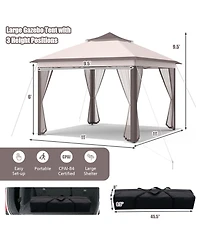 Gymax 11 x 11 ft Pop up Gazebo 2-Tier Patio Canopy Tent Shelter w/ Carrying Bag