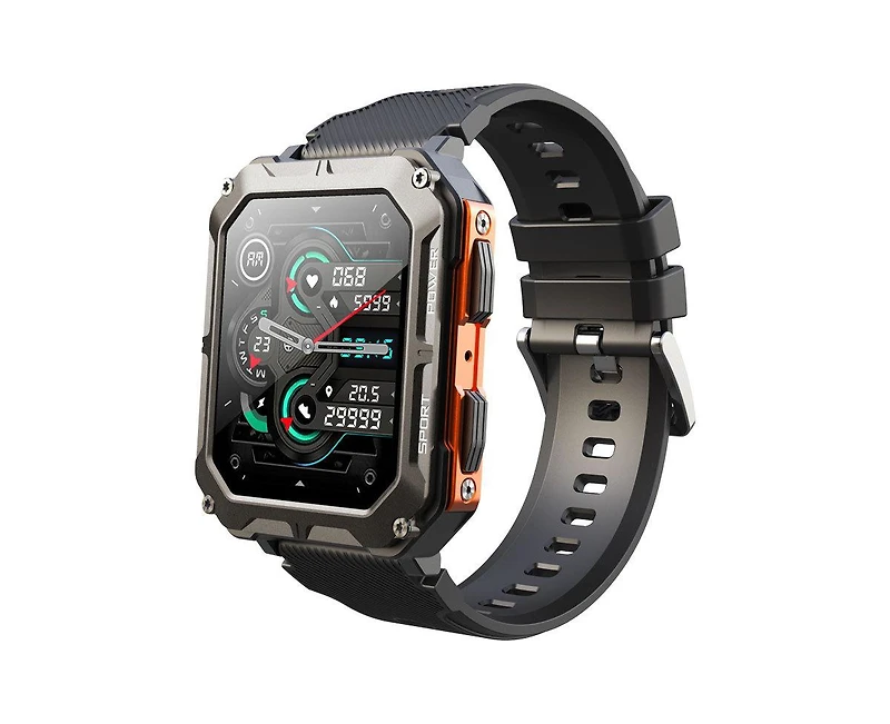 Ruxing Smart 1.83'' Bluetooth Call Heart Rate Monitoring Information Push Smart Bracelet Outdoor Sports for Women Men -Orange