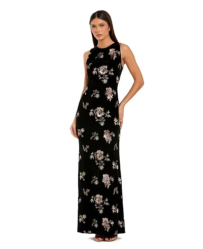 Mac Duggal Women's Embellished Velvet High Neck Sleeveless Gown