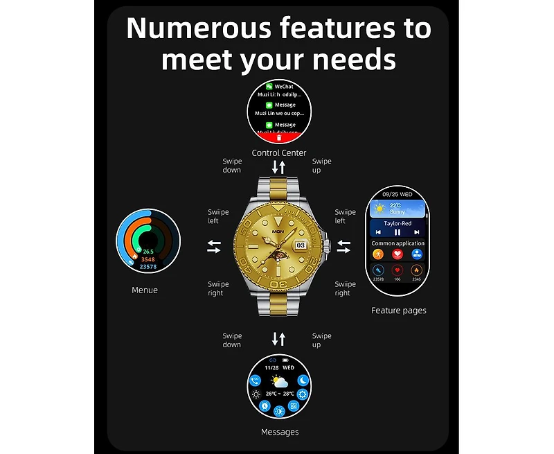 Ruxing Smart 1.32" Hd Smart Watch Multi-function With Bluetooth Calling Health Monitoring, IP67 for Women Men