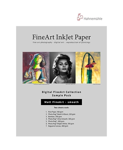 Hahnemuhle Matte FineArt Smooth Inkjet Paper Sample Pack, 13x19", Din A3+, 12 Sheets