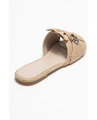Prologue Shoes Daphne Raffia Bow Slide Sandal (Women)