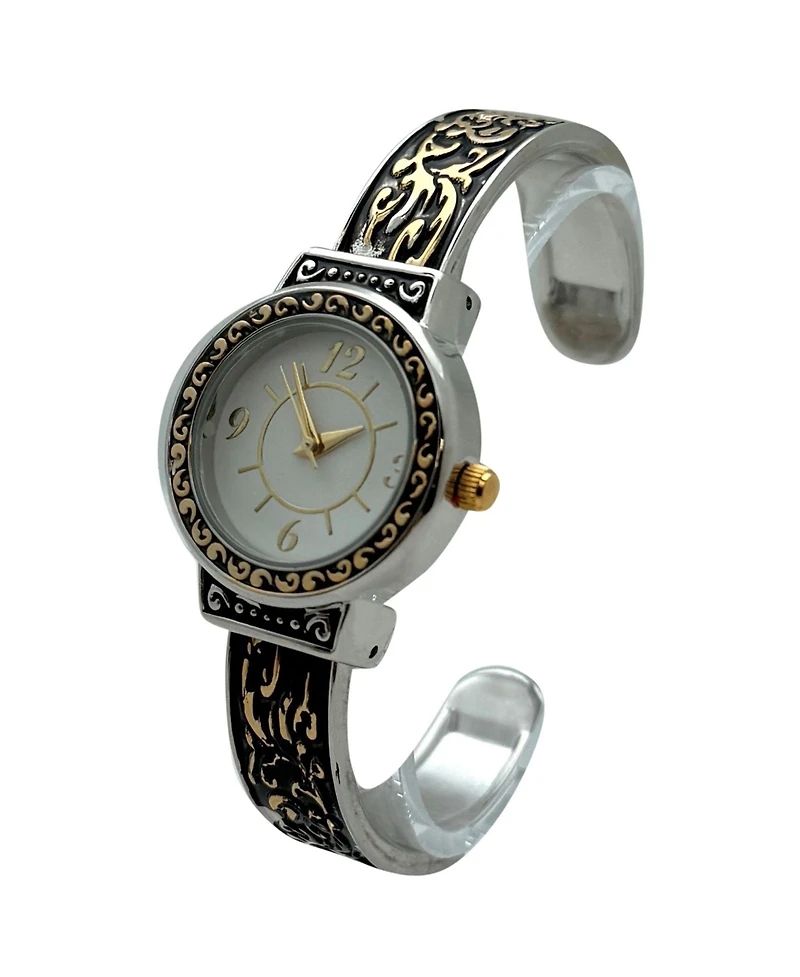 Olivia Pratt Antique Style Elegant Cuff Women Watch, Two Tone