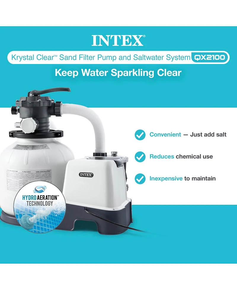 Intex 26675EG 1600 Gph Krystal Clear Pool Saltwater System and Sand Filter Pump