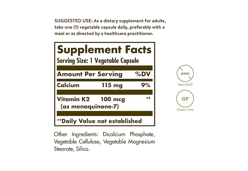 Solgar Natural Vitamin K2 (Mk-7) ,100 mcg ,50 V Caps