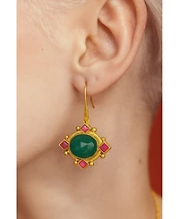 Ottoman Hands Raina Emerald And Pink Crystal Drop Earrings