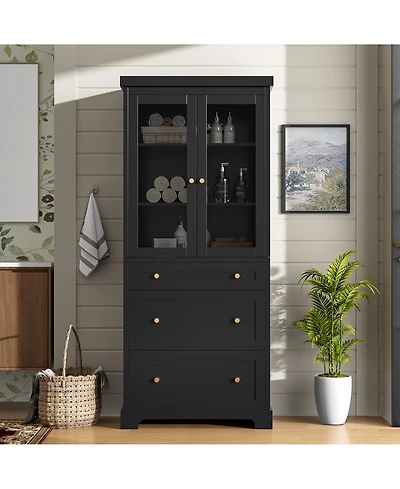 Lovmor 70inch Modern High Freestanding Tall Bathroom Cabinet for Bathroom Living Room Kitchen Storage