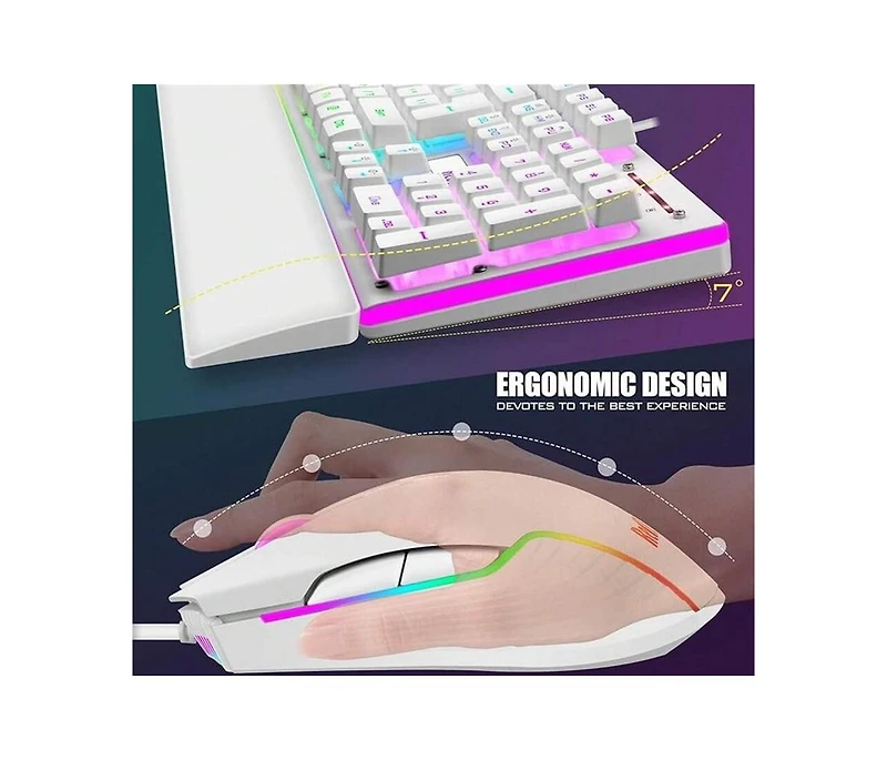 risokeys Wired Gaming Keyboard, Mouse, and Wrist Rest Combo