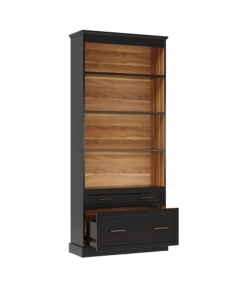Tribesigns 5-Shelf Kitchen Pantry Cabinet with Drawers, 72" Tall Freestanding Pantry Organizer,5-Shelf Bookcase