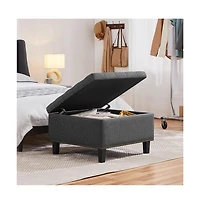 Button-Tufted 50-inch Ottoman Entryway Bench Footstool Bench Dark Gray