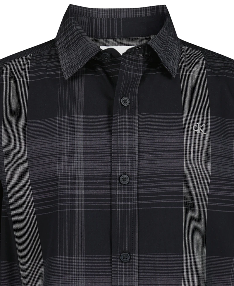 Calvin Klein Boys 8-20 Ck Intricate Plaid Long Sleeve Shirt