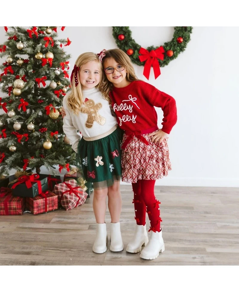 Sweet Wink Little and Big Girls Gingerbread Joy Sequin Christmas Tutu Skirt