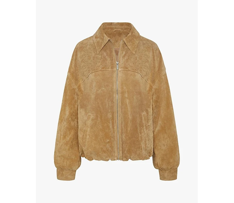 WeWoreWhat Women's Premium Suede Bomber Jacket
