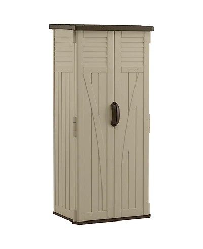 Suncast 22 Cubic Feet All-Weather Vertical Tall Outdoor Storage Shed, Brown