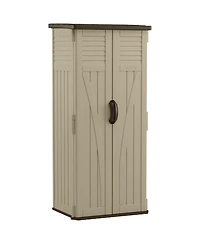 Suncast 22 Cubic Feet All-Weather Vertical Tall Outdoor Storage Shed, Brown