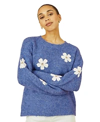 Yumi Women's Crochet Flower Knit Sweater