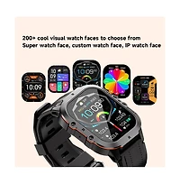 Ruxing Smart 1.96'' Amoled Hd Large Screen Smart Watch For Men With Movement Call, Heart rate Blood oxygen Blood pressure monitoring, 1ATM