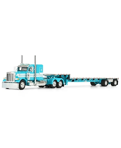 First Gear Dcp 1/64 Teal Peterbilt 379 with 48in Flattop Sleeper & Transcraft Step Deck Trailer 60-2127
