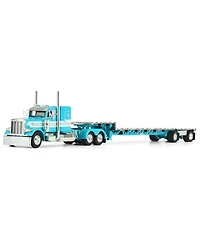 First Gear Dcp 1/64 Teal Peterbilt 379 with 48in Flattop Sleeper & Transcraft Step Deck Trailer 60-2127