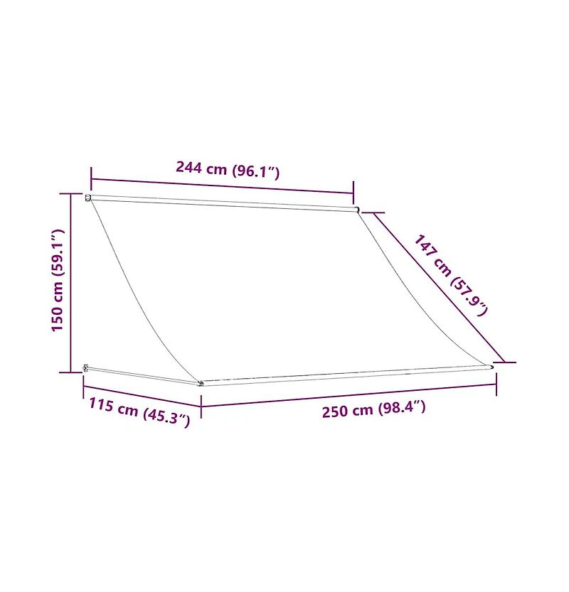 Awning Yellow and White Steel frame 98.4 x 59.1 in Retractable