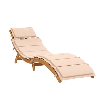 Sunlounger Beige Solid Acacia wood Regular Foldable