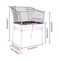 Garden Chair Black Pe Rattan, Powder-Coated Steel Durable