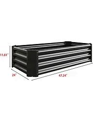 47.24"Metal Raised Garden Bed, Rectangle Raised Planter 4×2×1ft for Flowers Plants, Vegetables Herb Black