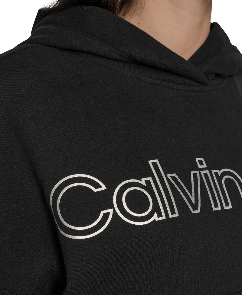 Calvin Klein Women's Performance Metallic Outline Logo Fleece Hoodie