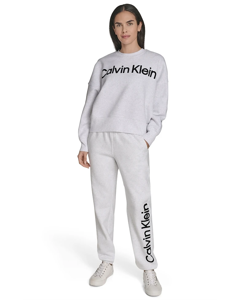 Calvin Klein Women's Performance Flocked Logo Pull-On Sweatshirt