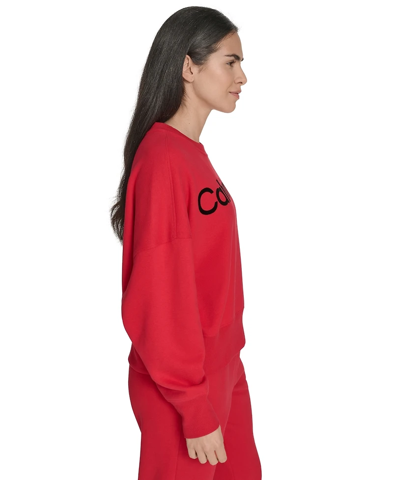 Calvin Klein Women's Performance Flocked Logo Pull-On Sweatshirt