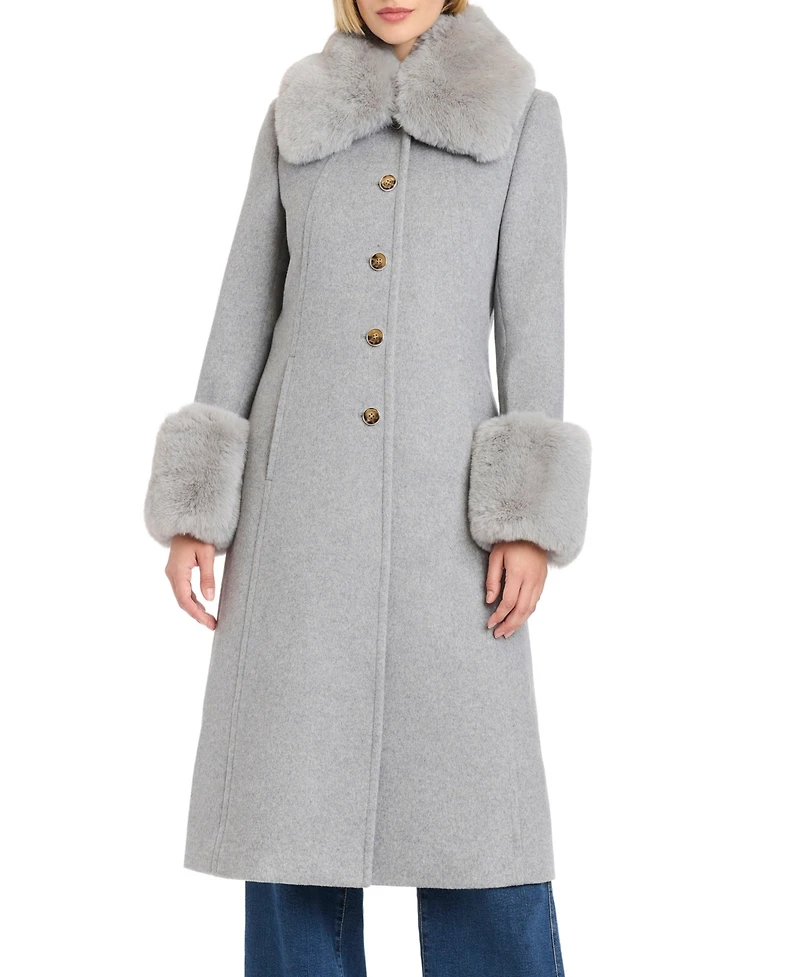 Vince Camuto Women's Single-Breasted Maxi Coat W/ Detachable Faux Fur