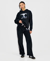 Love Tribe Juniors' Snoopy Lace-Trim Plush Lounge Pants