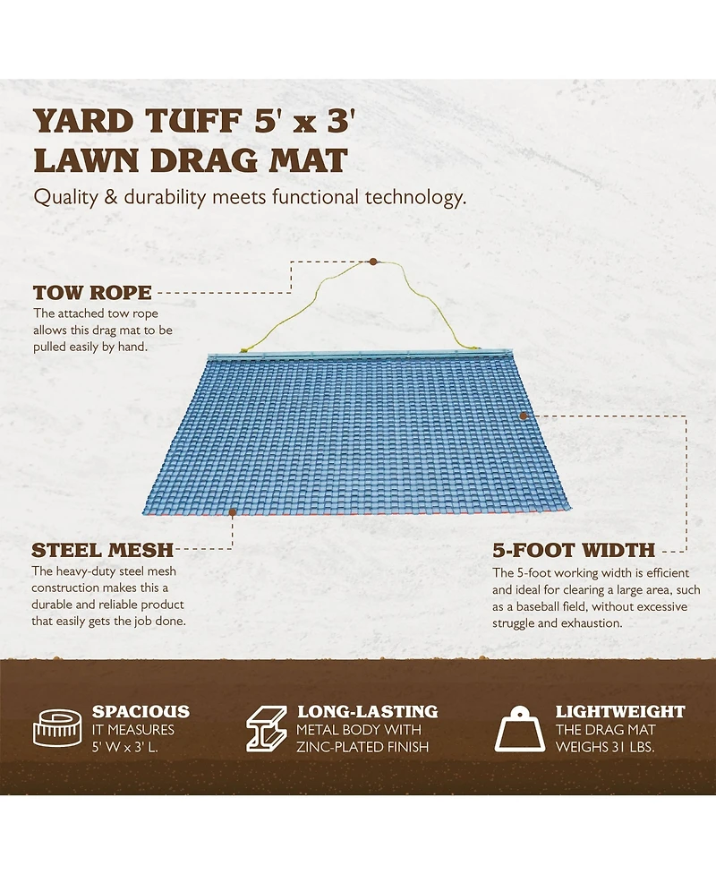 Yard Tuff 53HPDM Atv/Utv 5' x 3' Zinc & Steel Field Surface Leveling Drag Mat