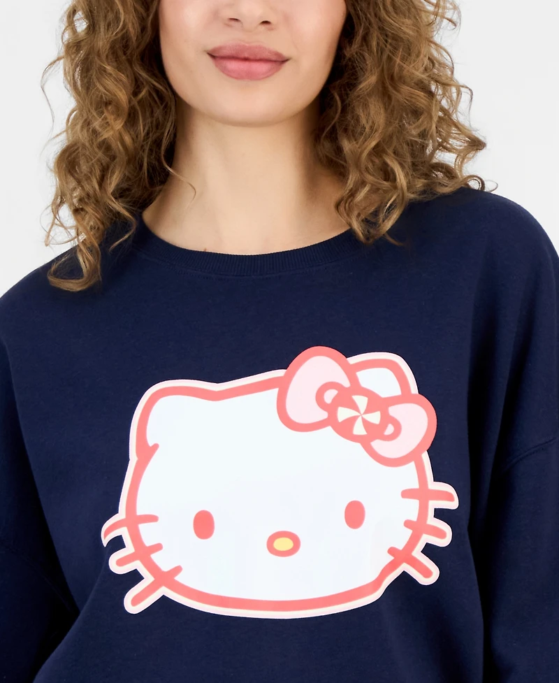 Grayson Threads, The Label Juniors' Hello Kitty Glitter Fleece Crewneck Sweatshirt